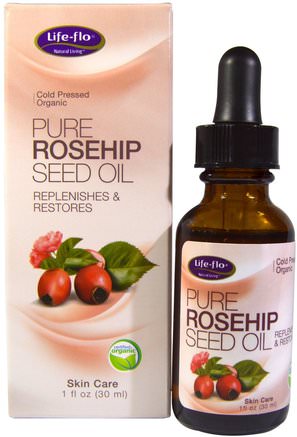 Pure Rosehip Seed Oil, Skin Care, 1 oz (30 ml) by Life Flo Health-Bad, Skönhet, Hår, Hårbotten, Aromterapi Eteriska Oljor, Rosa Höftfröolja