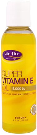 Super Vitamin E Oil, 5.000 IU, 4 fl oz (118 ml) by Life Flo Health-Hälsa, Hud, Vitamin E Oljekräm, Kroppsvård Oljor