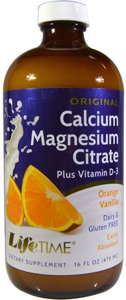 Original Calcium Magnesium Citrate, Plus Vitamin D-3, Original, Orange Vanilla, 16 fl oz (473 ml) by Life Time-Kosttillskott, Mineraler, Kalcium Och Magnesium