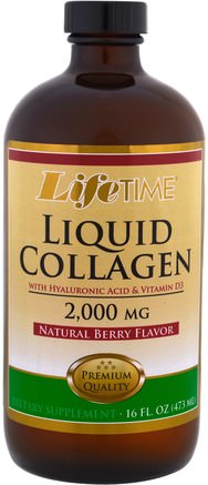 Liquid Collagen with Hyaluronic Acid & Vitamin D3, Natural Berry Flavor, 2.000 mg, 16 fl. oz (473 ml) by Life Time-Hälsa, Ben, Osteoporos, Kollagen