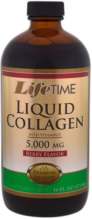 Liquid Collagen with Vitamin C, Berry Flavor, 5.000 mg, 16 fl oz. (473 ml) by Life Time-Hälsa, Ben, Osteoporos, Kollagen