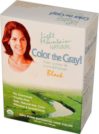Color the Gray! Natural Hair Color & Conditioner, Black, 7 oz (198 g) by Light Mountain-Sverige