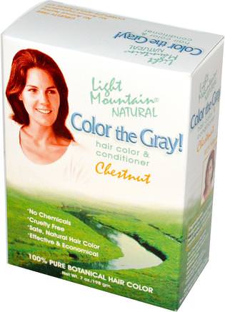 Color the Gray!, Natural Hair Color & Conditioner, Chestnut, 7 oz (198 g) by Light Mountain-Sverige