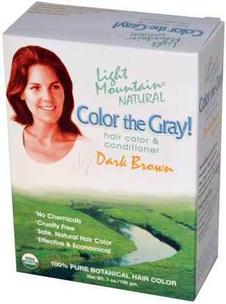 Color the Gray!, Natural Hair Color & Conditioner, Dark Brown, 7 oz (197 gm) by Light Mountain-Sverige