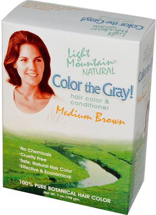 Color the Gray! Natural Hair Color & Conditioner, Medium Brown, 7 oz (198 g) by Light Mountain-Sverige