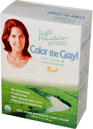 Color The Gray! Natural Hair Color & Conditioner, Red, 7 oz (198 g) by Light Mountain-Sverige