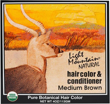 Natural Hair Color & Conditioner, Medium Brown, 4 oz (113 g) by Light Mountain-Sverige