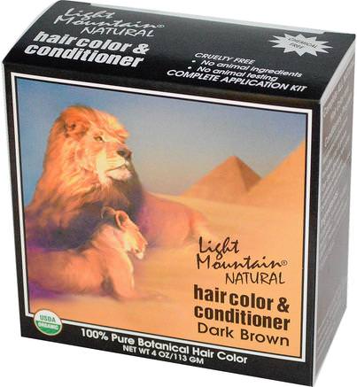 Organic Hair Color & Conditioner, Dark Brown, 4 oz (113 g) by Light Mountain-Bad, Skönhet, Balsam, Hår, Hårbotten, Hårfärg