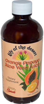 Orange Papaya Aloe Vera Juice, 32 fl oz (946 ml) by Lily of the Desert-Kosttillskott, Aloe Vera, Aloe Vera Flytande, Mat, Kaffe Te Och Drycker, Fruktjuicer