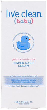 Baby, Gentle Moisture, Diaper Rash Cream, 2.6 oz (75 g) by Live Clean-Hälsa, Hud, Barns Hälsa