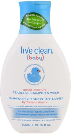 Baby, Gentle Moisture, Tearless Shampoo & Wash, 10 fl oz. (300 ml) by Live Clean-Bad, Skönhet, Duschgel