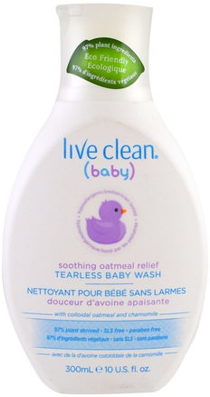 Baby, Soothing Oatmeal Relief, Tearless Baby Wash, 10 fl oz (300 ml) by Live Clean-Bad, Skönhet, Duschgel