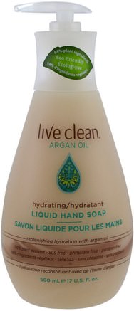 Hydrating Liquid Hand Soap, Argan Oil, 17 fl oz (500 ml) by Live Clean-Bad, Skönhet, Tvål