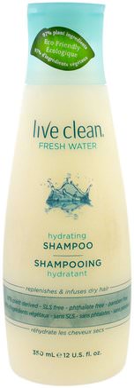 Hydrating Shampoo, Fresh Water, 12 fl oz (350 ml) by Live Clean-Bad, Skönhet, Hår, Hårbotten, Schampo