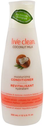 Moisturizing Conditioner, Coconut Milk, 12 fl oz (350 ml) by Live Clean-Bad, Skönhet, Hår, Hårbotten