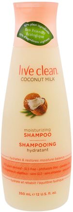 Moisturizing Shampoo, Coconut Milk, 12 fl oz (350 ml) by Live Clean-Bad, Skönhet, Hår, Hårbotten, Schampo