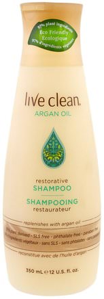 Restorative Shampoo, Argan Oil, 12 fl oz (350 ml) by Live Clean-Bad, Skönhet, Hår, Hårbotten, Schampo