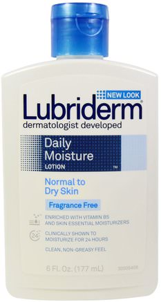 Daily Moisture Lotion, Normal to Dry Skin, Fragrance Free, 6 fl oz (177 ml) by Lubriderm-Bad, Skönhet, Body Lotion