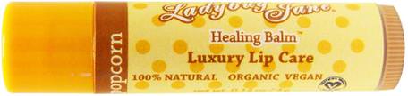 LadyBug Jane, Healing Lip Balm, Caramel Popcorn, 0.14 oz (4 g) by LuxeBeauty-Bad, Skönhet, Läppvård, Läppbalsam