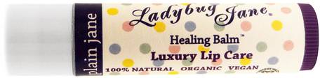 LadyBug Jane, Healing Lip Balm, Plain Jane, 0.14 oz (4 g) by LuxeBeauty-Bad, Skönhet, Läppvård, Läppbalsam