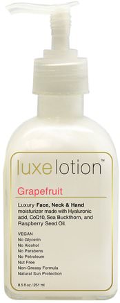 Luxe Lotion, Luxury Face, Neck & Hand Moisturizer, Grapefruit, 8.5 fl oz (251 ml) by LuxeBeauty-Skönhet, Ansiktsvård, Spf Ansiktsvård