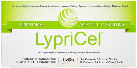 Liposomal, Acetyl L-Carnitine, 30 Packets, 0.2 fl oz (5.7 ml) Each by LypriCel-Kosttillskott, Aminosyror, Anti-Åldrande, L Karnitin