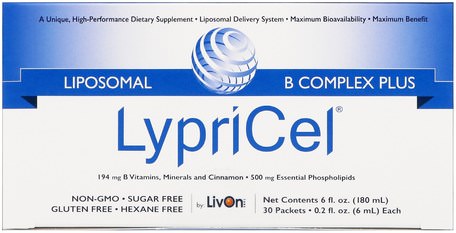 Liposomal B Complex Plus, 30 Packets, 0.2 fl oz (6 ml) Each by LypriCel-Vitaminer, Vitamin B-Komplex