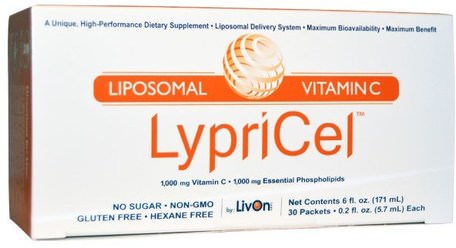 Liposomal Vitamin C, 30 Packets, 0.2 fl oz (5.7 ml) Each by LypriCel-Vitaminer, Vitamin C, Vitamin C Liposomalt