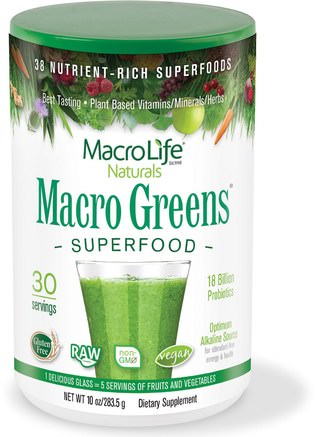 Macro Greens, Nutrient - Rich Superfoods, 10 oz (283.5 g) by Macrolife Naturals-Kosttillskott, Superfoods, Greener, Makro Greener