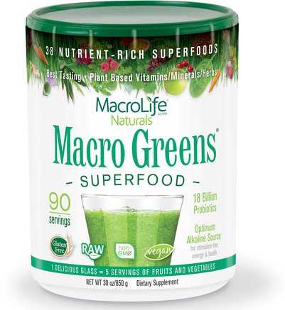 Macro Greens, Superfood, 30 oz (850 g) by Macrolife Naturals-Kosttillskott, Superfoods, Greener, Makro Greener