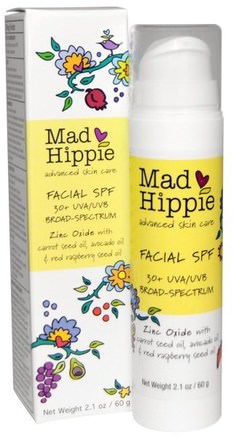Facial SPF, 30+ UVA/UVB Broad-Spectrum, 2.1 oz (60 g) by Mad Hippie Skin Care Products-Bad, Skönhet, Solskyddsmedel, Spf 30-45, Vitamin C