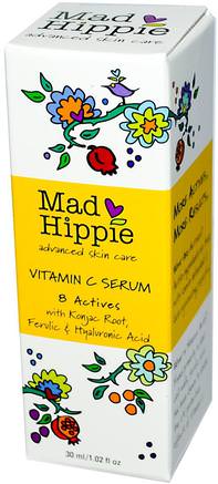 Vitamin C Serum, 8 Actives, 1.02 fl oz (30 ml) by Mad Hippie Skin Care Products-Skönhet, Hyaluronsyrahud, Ansiktsvård, Ansiktsvård