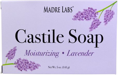 Castile Soap Bar, No Gluten, No GMOs, No Sulfates, Plant-Based, Lavender, 5 oz (141 g) by Madre Labs-Bad, Skönhet, Tvål, Castiltvål, Madre Labs Castile Tvål