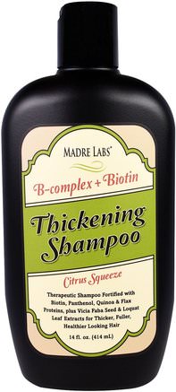 Thickening B-Complex + Biotin Shampoo, No Sulfates, Citrus Squeeze, 14 fl oz (414 ml) by Madre Labs-Bad, Skönhet, Hår, Hårbotten, Madre Labs Hårvård, Schampo, Balsam