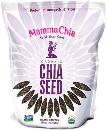 Organic Black Chia Seed, 12 oz (340 g) by Mamma Chia-Kosttillskott, Efa Omega 3 6 9 (Epa Dha), Chia Frön