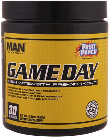 Game Day, High Intensity Pre-Workout, Fruit Punch, 8.99 oz (255 g) by MAN Sport-Sport, Träning
