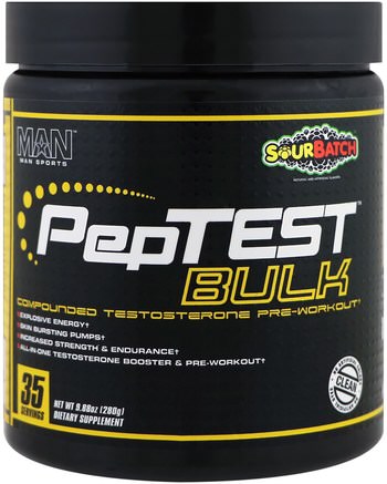 PepTest Bulk, Compounded Testosterone Pre-Workout, Sour Batch, 9.88 oz (280 g) by MAN Sport-Sport, Träning