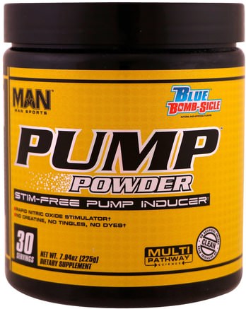 Pump Powder, Stim-Free Pump Inducer, Blue Bomb-Sicle, 7.94 oz (225 g) by MAN Sport-Hälsa, Energi, Sport