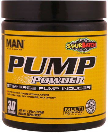 Pump Powder, Stim-Free Pump Inducer, Sour Batch, 7.94 oz (225 g) by MAN Sport-Hälsa, Energi, Sport