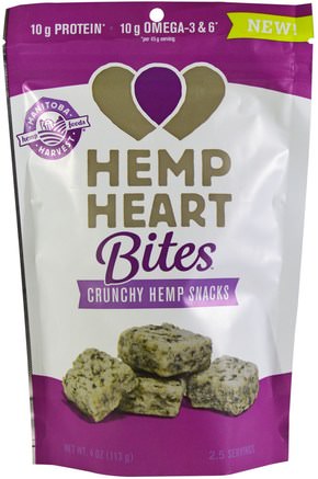 Hemp Heart Bites, Crunchy Hemp Snacks, 4 oz (113 g) by Manitoba Harvest-Kosttillskott, Efa Omega 3 6 9 (Epa Dha), Hampa Produkter
