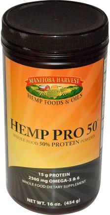 Hemp Pro 50, 16 oz (454 g) by Manitoba Harvest-Kosttillskott, Efa Omega 3 6 9 (Epa Dha), Hampprodukter, Hampproteinpulver