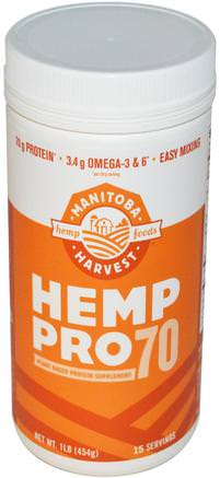Hemp Pro 70, 1 lb (454 g) by Manitoba Harvest-Kosttillskott, Efa Omega 3 6 9 (Epa Dha), Hampprodukter, Hampproteinpulver