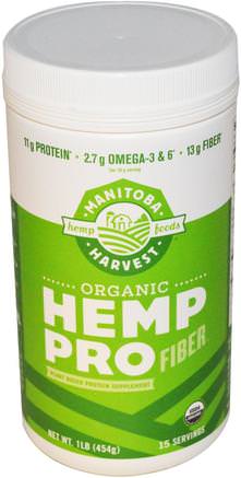 Organic Hemp Pro Fiber, 1 lb (454 g) by Manitoba Harvest-Kosttillskott, Efa Omega 3 6 9 (Epa Dha), Hampprodukter, Hampproteinpulver