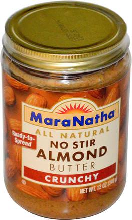 No Stir Almond Butter, Crunchy, 12 oz (340 g) by MaraNatha-Mat, Nötkockar, Mandelsmör