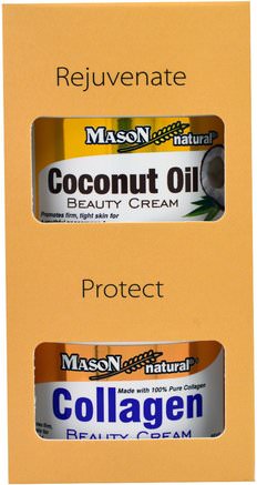 Coconut Oil Beauty Cream + Collagen Beauty Cream, 2 Jars, 2 oz (57 g) Each by Mason Naturals-Skönhet, Ansiktsvård, Krämer Lotioner, Serum, Bad, Gåva Uppsättningar