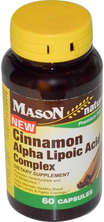 Cinnamon Alpha Lipoic Acid Complex, 60 Capsules by Mason Naturals-Hälsa, Blodsocker