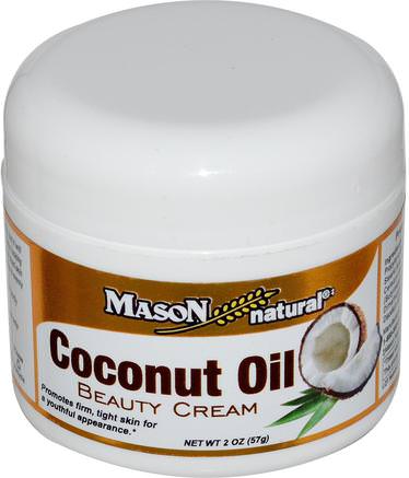 Coconut Oil Beauty Cream, 2 oz (57 g) by Mason Naturals-Mat, Kokosnötolja, Kokosnötolja
