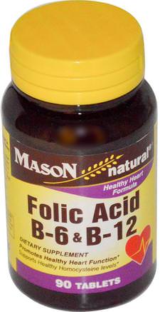 Folic Acid B-6 & B-12, 90 Tablets by Mason Naturals-Vitaminer, Vitamin B