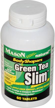 Green Tea Slim, 60 Tablets by Mason Naturals-Kosttillskott, Antioxidanter, Grönt Te, Örter, Egcg