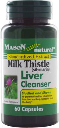 Milk Thistle (Silymarin) Liver Cleanser, 60 Capsules by Mason Naturals-Hälsa, Detox, Mjölktistel (Silymarin)